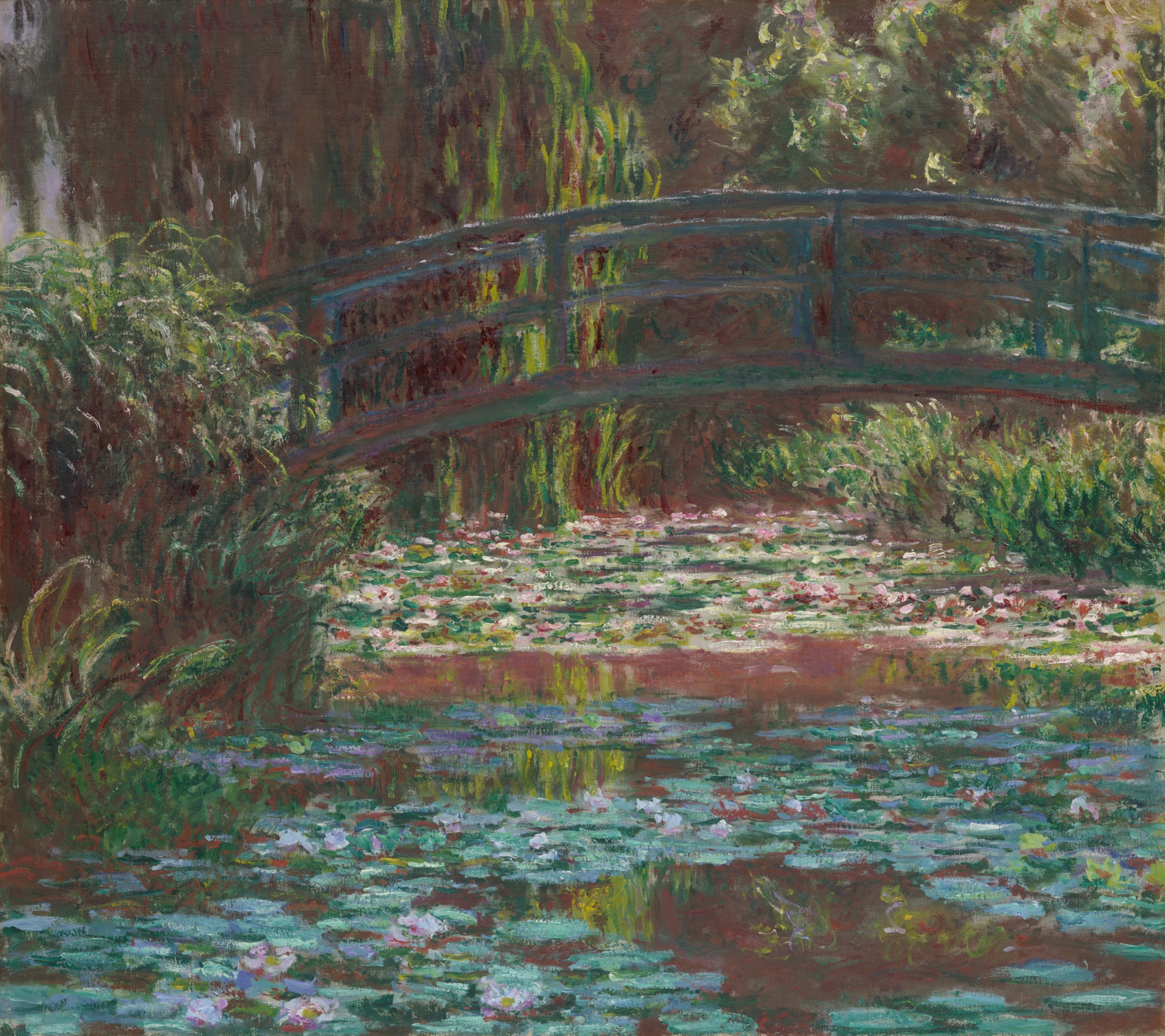 Monet's Water Lily Pond: deep blues and greens with floating blooms catching the light.